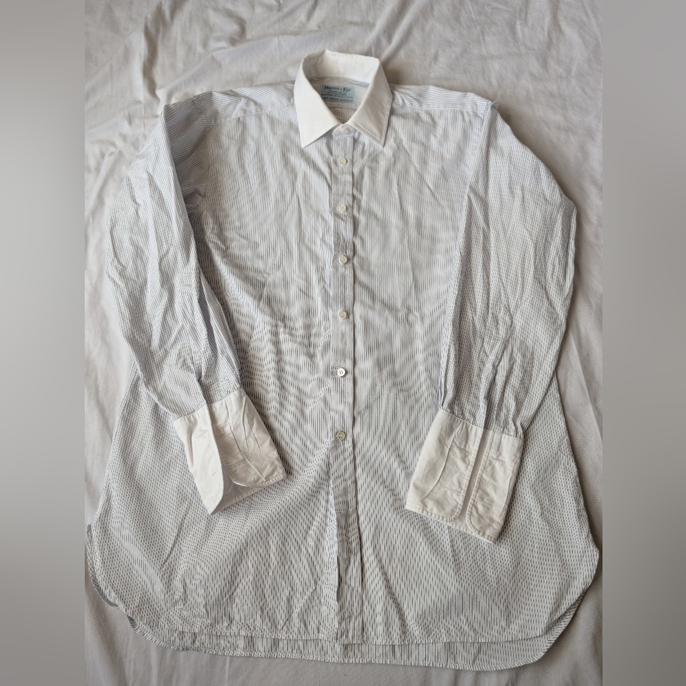 Milditch & Key Saks Fifth Avenue Button Up Dress Shirt Size 16 1/2 R French Cuff